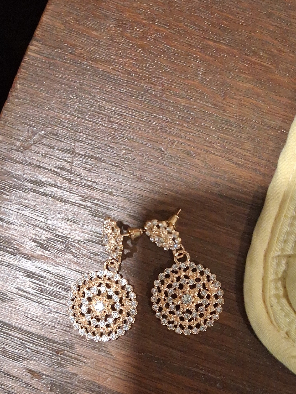 Gold Crystal Round Drop Earrings for Women